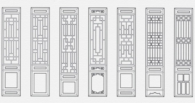 龙南常用中式仿古花窗图案隔断设计图